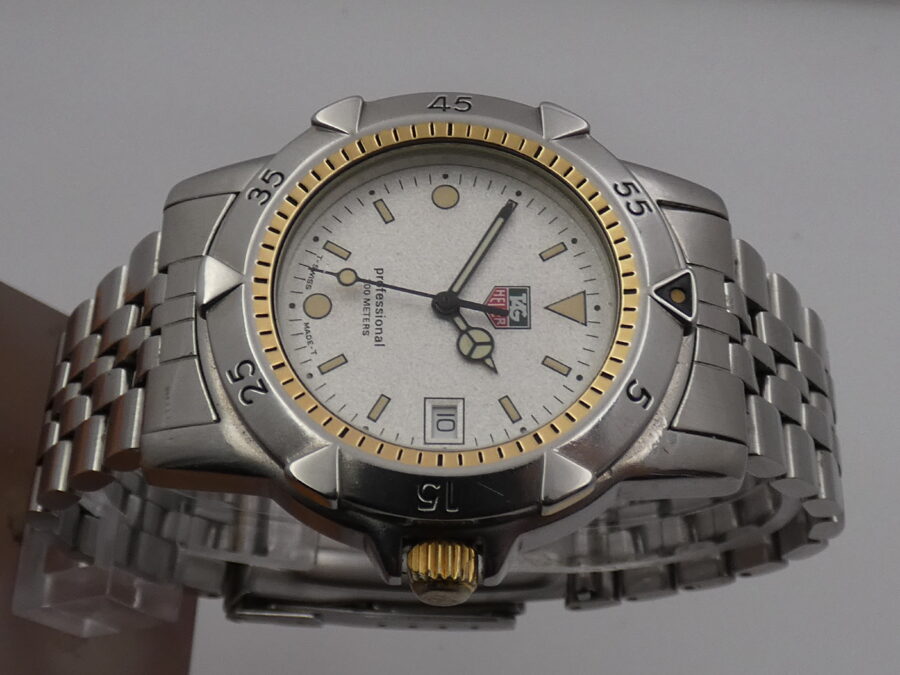 TAG Heuer 2000 Professional 200m 974.013F Laminato Oro 18Kt & Acciaio Glitter Dial Anni 90's Braccialato - immagine 3