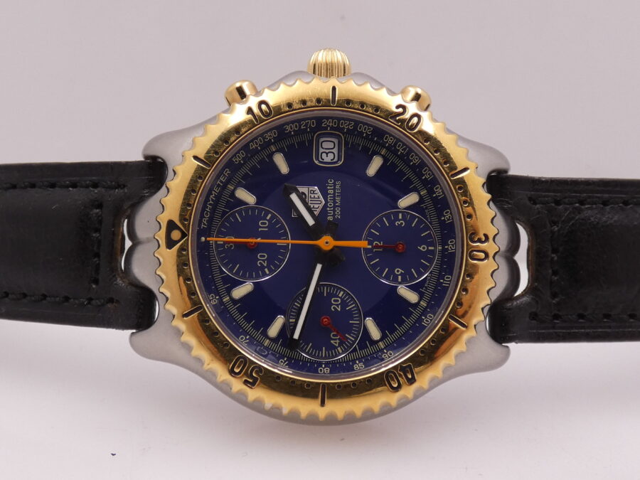 Cronografo TAG Heuer SEL 200m CG 2121 R0 Ghiera Oro 18Kt BOX&PAPERS Automatico Acciaio ANNI '90s - immagine 4