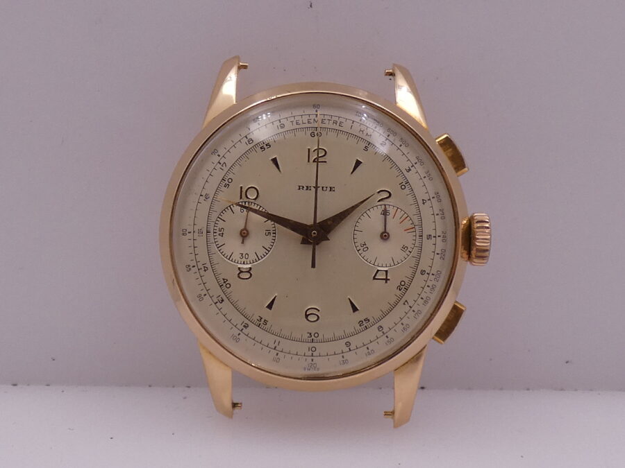 Revue Cronografo Oversize 38mm Oro Rosa 18Kt Calibro Angelus 215 APPENA REVISIONATO '50s Column Wheel - immagine 4