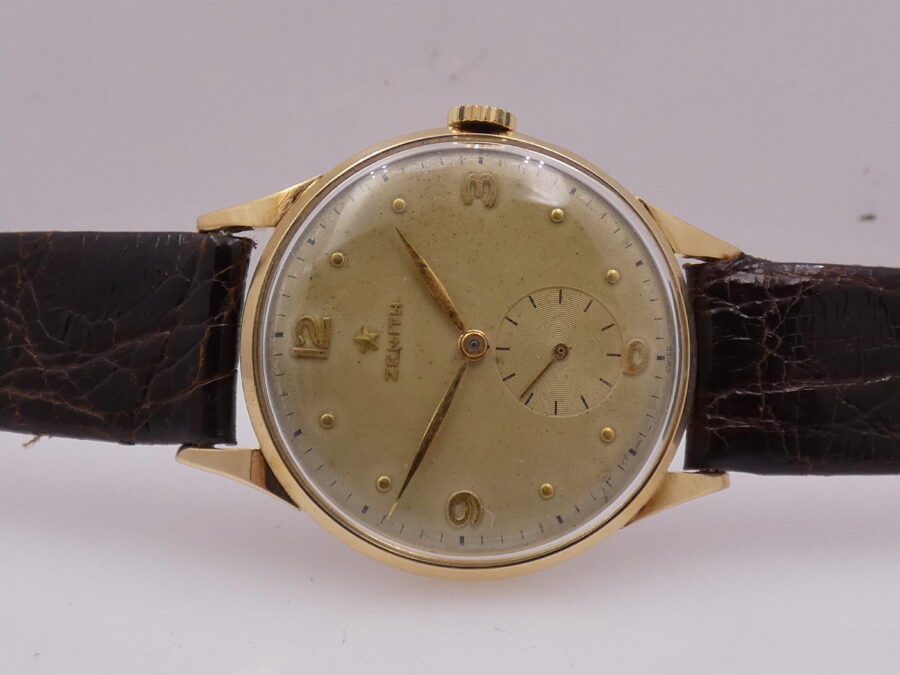 Zenith Stellina Oro Massiccio 18Kt ANNO 1947 Carica Manuale Leaf Hands Vintage - immagine 4