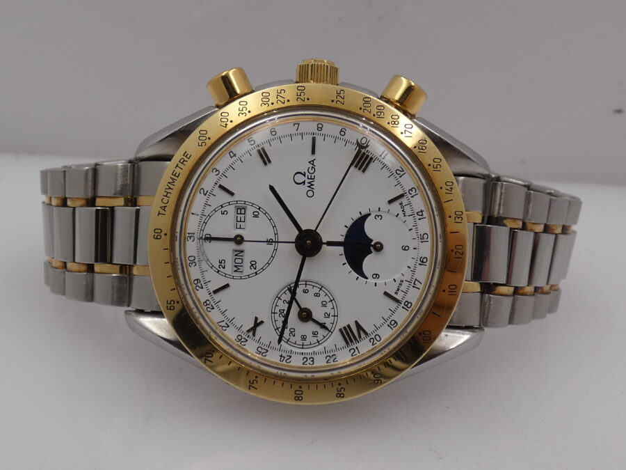 Omega Speedmaster Triple Date Moonphases BOX&PAPERS Italia Acciaio & Oro 18Kt 175.0034 Automatico Anno 1992 - immagine 4