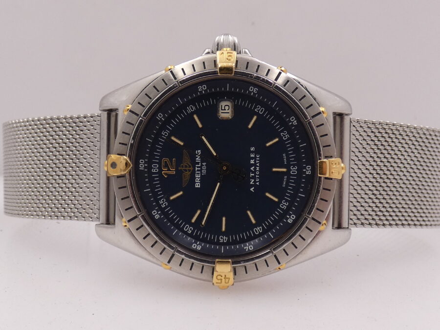 Breitling Antares B10048 Automatico Acciaio & Oro 18 Kt Blue Dial ANNI '90 - immagine 5