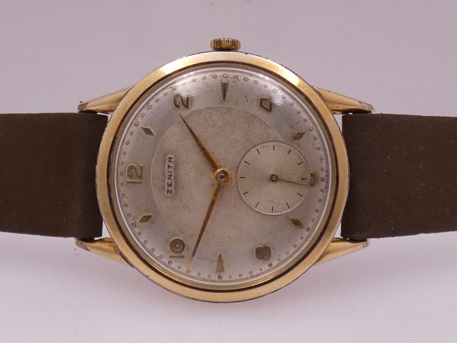 Zenith Vintage Oversize Big Second 36mm ANNO 1953 Laminato Oro 18Kt Carica Manuale - immagine 5