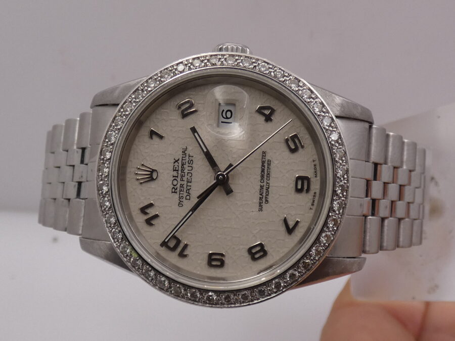 Rolex Datejust 36 16200 Jubilee Century Dial 1ct Diamonds Bezel YEAR 1994 Automatic Steel - immagine 4