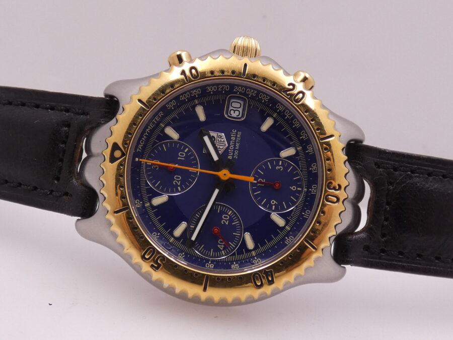 Cronografo TAG Heuer SEL 200m CG 2121 R0 Ghiera Oro 18Kt BOX&PAPERS Automatico Acciaio ANNI '90s - immagine 5