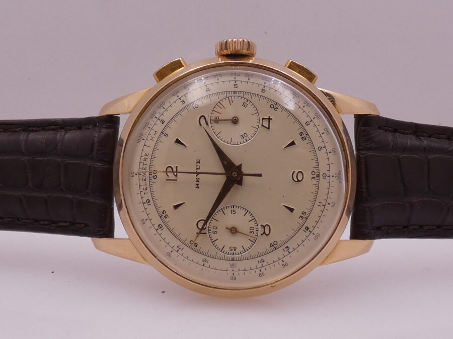 Revue Cronografo Oversize 38mm Oro Rosa 18Kt Calibro Angelus 215 APPENA REVISIONATO '50s Column Wheel - immagine 5