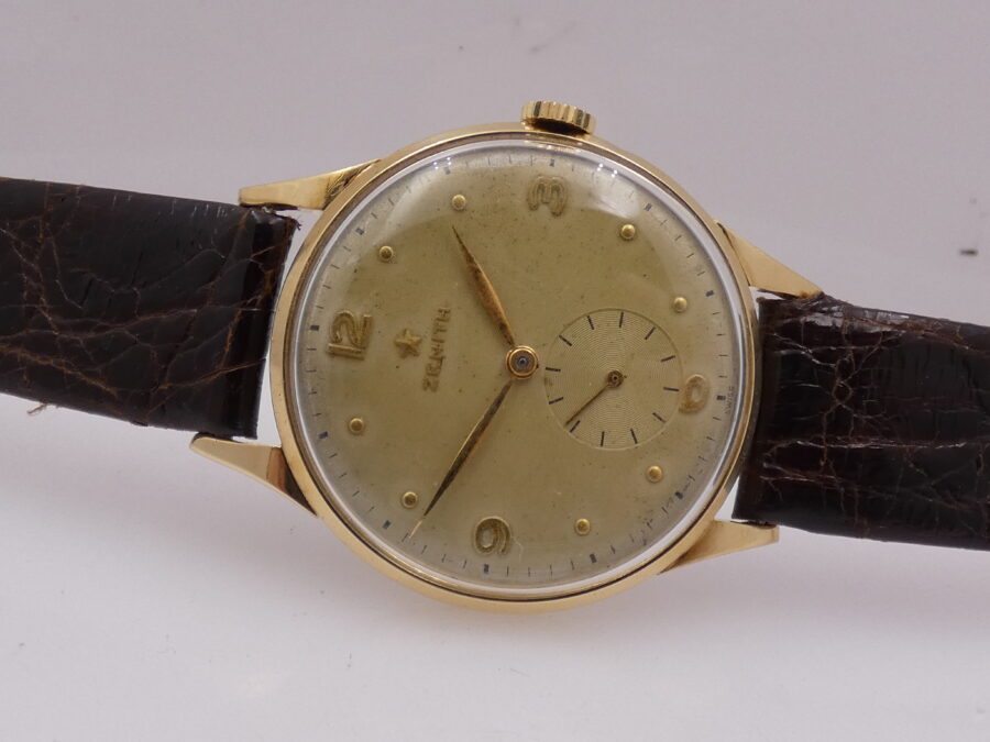 Zenith Stellina Oro Massiccio 18Kt ANNO 1947 Carica Manuale Leaf Hands Vintage - immagine 5