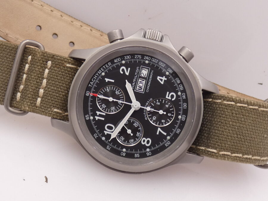 Hamilton Raro Khaki Field Cronografo Day Date Military 3826 Anni 2000's Automatico Acciaio - immagine 5