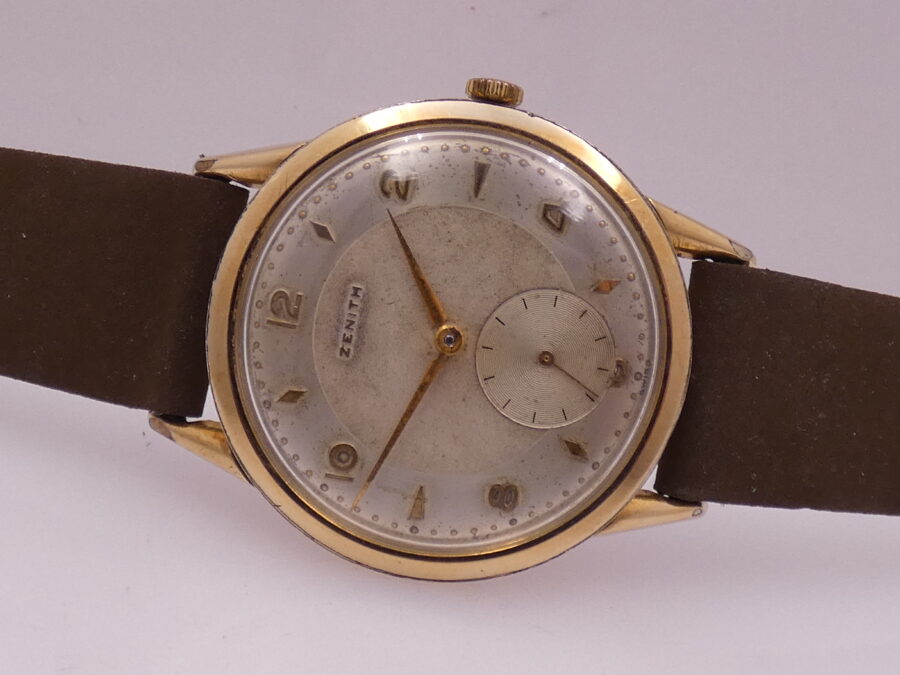 Zenith Vintage Oversize Big Second 36mm ANNO 1953 Laminato Oro 18Kt Carica Manuale - immagine 6