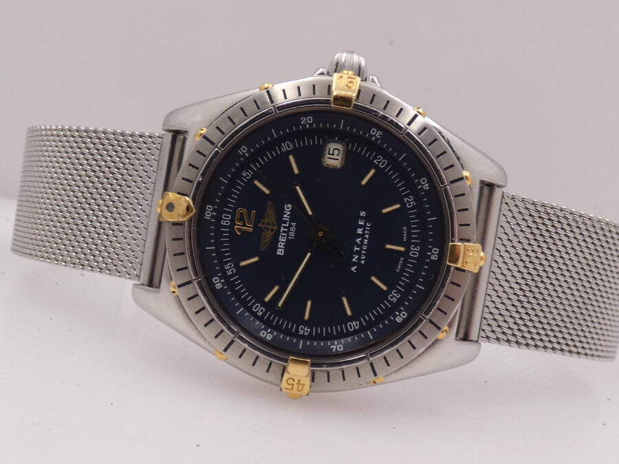 Breitling Antares B10048 Automatico Acciaio & Oro 18 Kt Blue Dial ANNI '90 - immagine 6