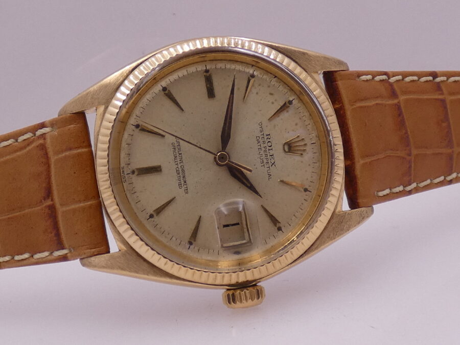 Rolex Datejust 36 Rare 1601 Oro Massiccio 18Kt Original Dial Leaf Hands ANNI'60 JUST SERVICED Automatico - immagine 5