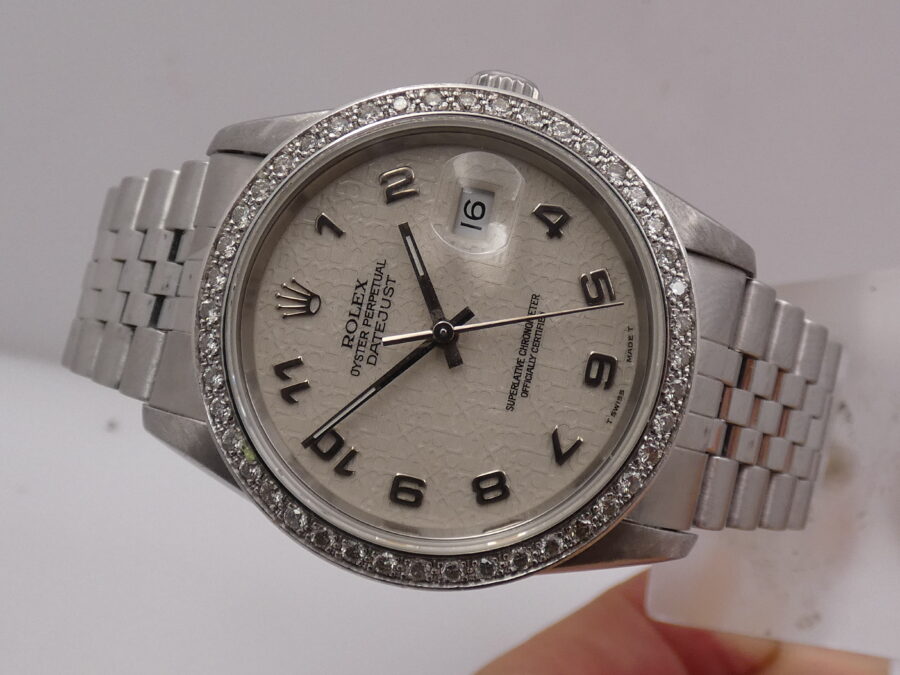 Rolex Datejust 36 16200 Jubilee Century Dial 1ct Diamonds Bezel YEAR 1994 Automatic Steel - immagine 5