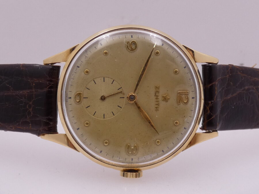 Zenith Stellina Oro Massiccio 18Kt ANNO 1947 Carica Manuale Leaf Hands Vintage - immagine 6