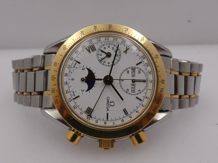 Omega Speedmaster Triple Date Moonphases BOX&PAPERS Italia Acciaio & Oro 18Kt 175.0034 Automatico Anno 1992 - immagine 6