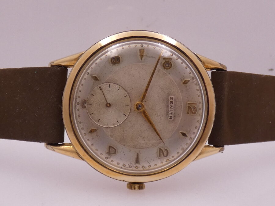 Zenith Vintage Oversize Big Second 36mm ANNO 1953 Laminato Oro 18Kt Carica Manuale - immagine 7