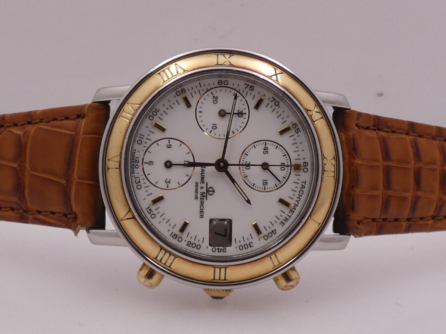 Baume & Mercier Cronografo Baumatic Transpacific  18kt Oro & Acciaio 6104.018 Automatico ANNI 90's With Box - immagine 6