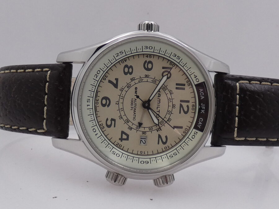 Hamilton Khaki Navy Utc GMT H775250 LIKE NEW Tripla Corona BOX&PAPERS Automatico Acciaio - immagine 6