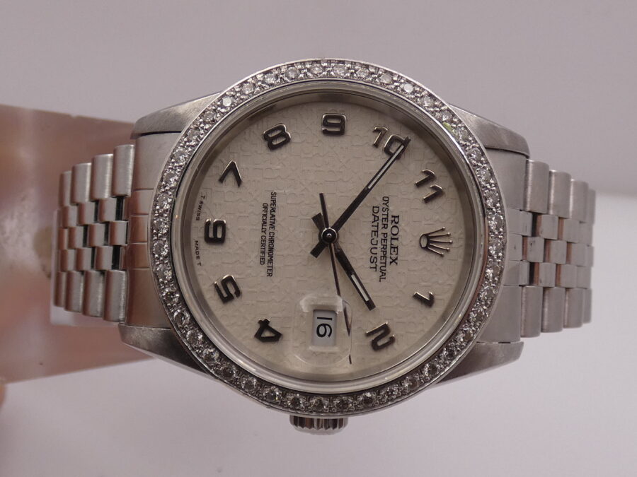 Rolex Datejust 36 16200 Jubilee Century Dial 1ct Diamonds Bezel YEAR 1994 Automatic Steel - immagine 6