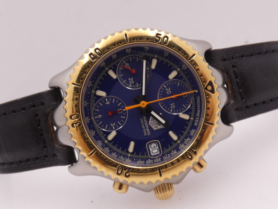 Cronografo TAG Heuer SEL 200m CG 2121 R0 Ghiera Oro 18Kt BOX&PAPERS Automatico Acciaio ANNI '90s - immagine 7