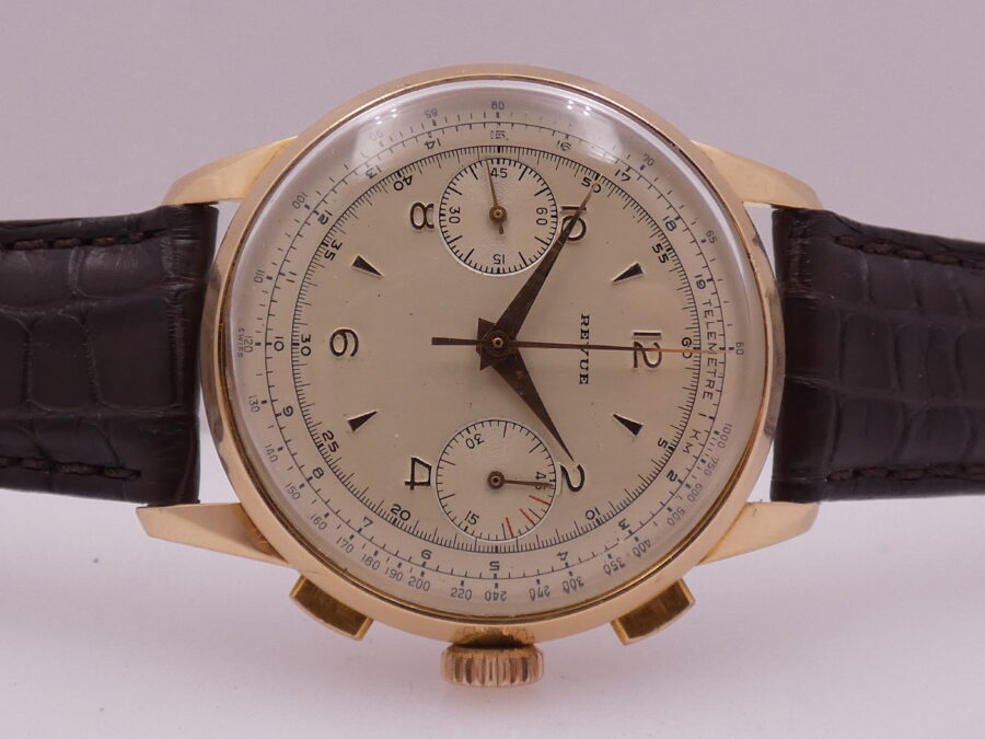 Revue Cronografo Oversize 38mm Oro Rosa 18Kt Calibro Angelus 215 APPENA REVISIONATO '50s Column Wheel - immagine 7