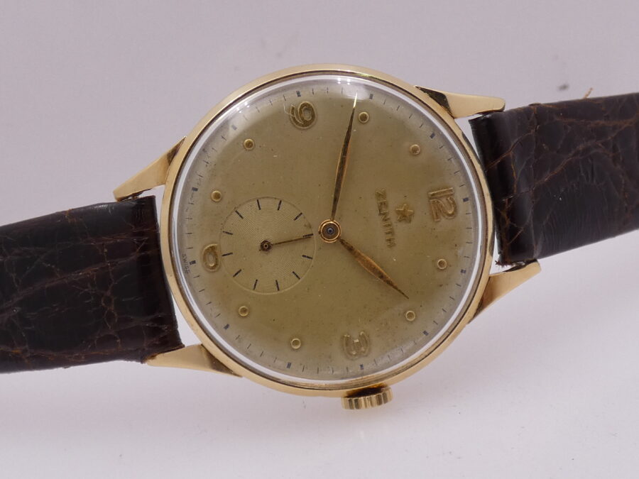 Zenith Stellina Oro Massiccio 18Kt ANNO 1947 Carica Manuale Leaf Hands Vintage - immagine 7