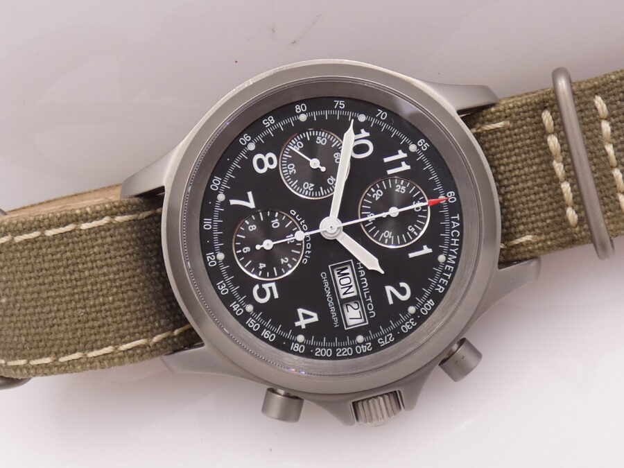 Hamilton Raro Khaki Field Cronografo Day Date Military 3826 Anni 2000's Automatico Acciaio - immagine 7