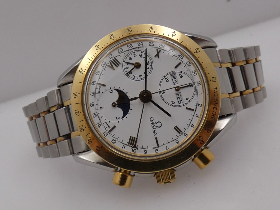 Omega Speedmaster Triple Date Moonphases BOX&PAPERS Italia Acciaio & Oro 18Kt 175.0034 Automatico Anno 1992 - immagine 7