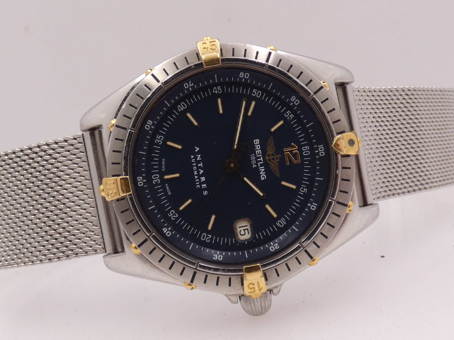 Breitling Antares B10048 Automatico Acciaio & Oro 18 Kt Blue Dial ANNI '90 - immagine 8