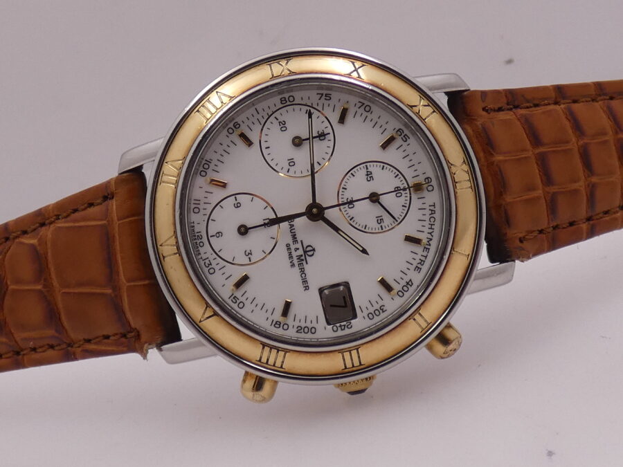 Baume & Mercier Cronografo Baumatic Transpacific  18kt Oro & Acciaio 6104.018 Automatico ANNI 90's With Box - immagine 7