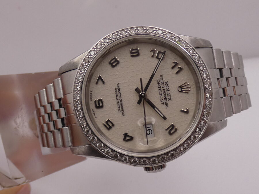 Rolex Datejust 36 16200 Jubilee Century Dial 1ct Diamonds Bezel YEAR 1994 Automatic Steel - immagine 7