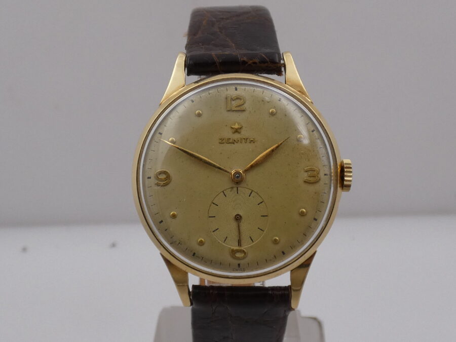 Zenith Stellina Oro Massiccio 18Kt ANNO 1947 Carica Manuale Leaf Hands Vintage - immagine 8