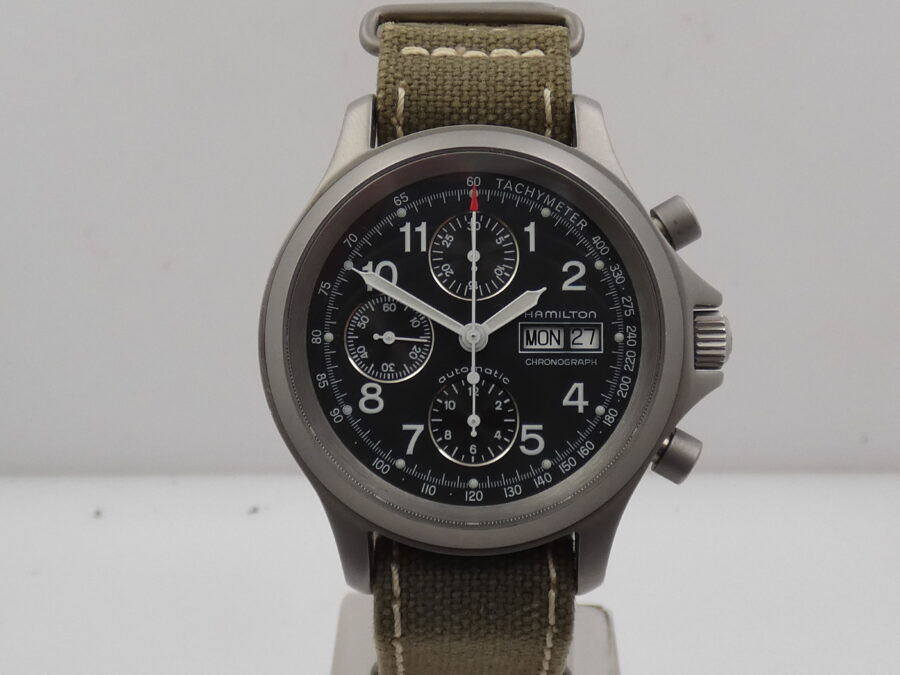 Hamilton Raro Khaki Field Cronografo Day Date Military 3826 Anni 2000's Automatico Acciaio - immagine 8