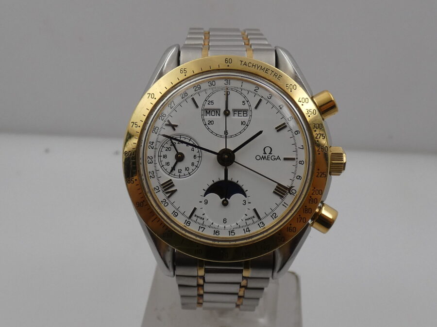 Omega Speedmaster Triple Date Moonphases BOX&PAPERS Italia Acciaio & Oro 18Kt 175.0034 Automatico Anno 1992 - immagine 8