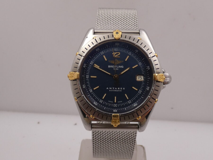 Breitling Antares B10048 Automatico Acciaio & Oro 18 Kt Blue Dial ANNI '90 - immagine 9