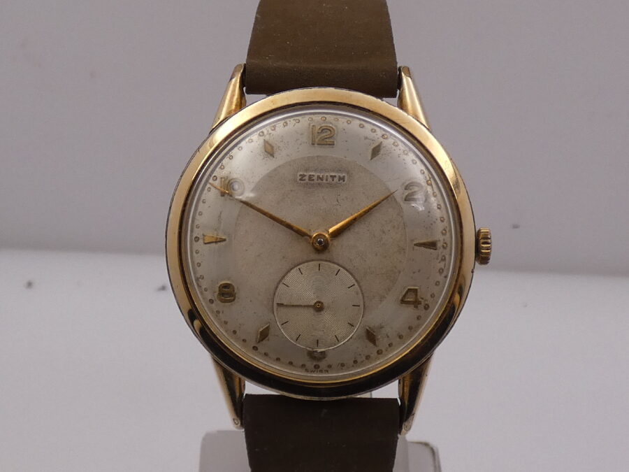 Zenith Vintage Oversize Big Second 36mm ANNO 1953 Laminato Oro 18Kt Carica Manuale - immagine 9