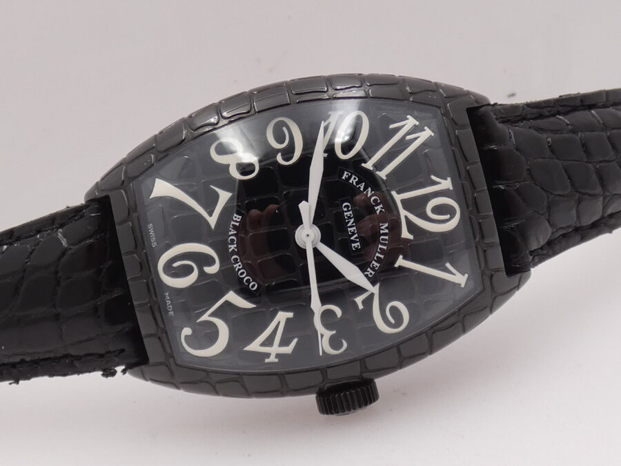 Franck Muller 8880 Curvex Black Croco Tonneau Automatico Acciaio PVD Nero - immagine 8