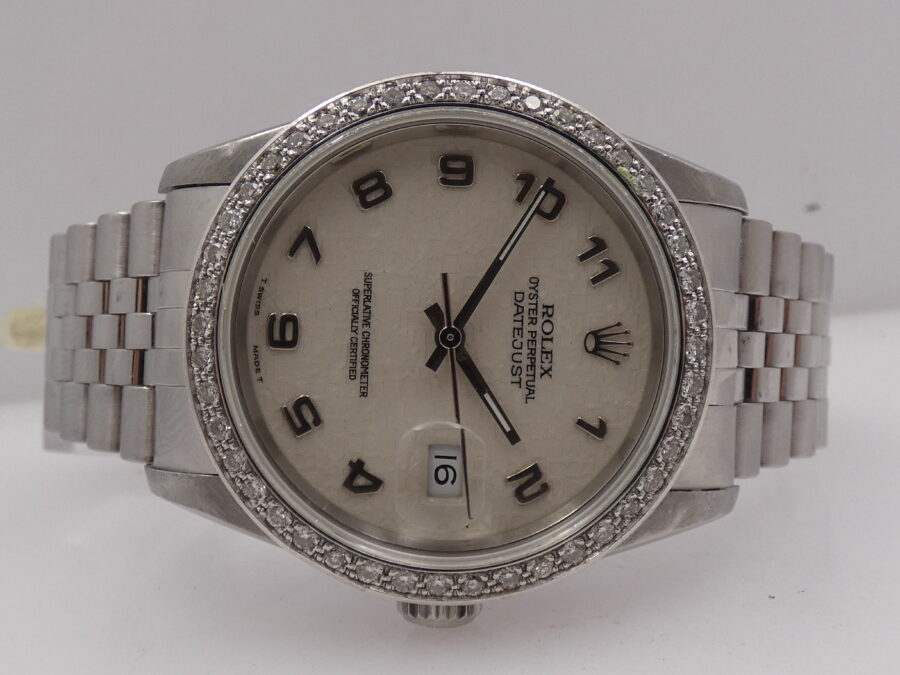 Rolex Datejust 36 16200 Jubilee Century Dial 1ct Diamonds Bezel YEAR 1994 Automatic Steel - immagine 8