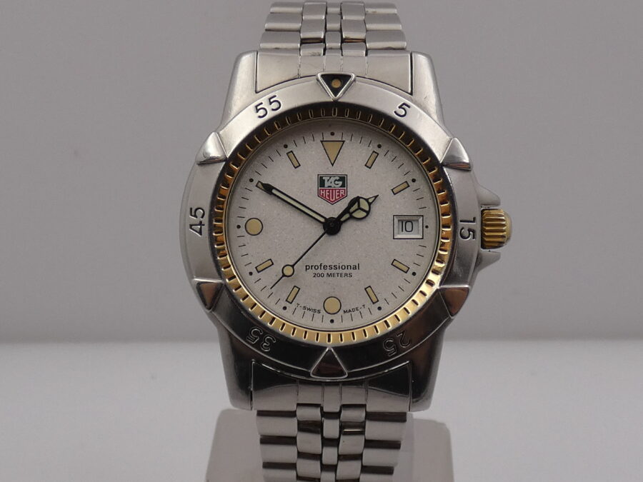 TAG Heuer 2000 Professional 200m 974.013F Laminato Oro 18Kt & Acciaio Glitter Dial Anni 90's Braccialato - immagine 8