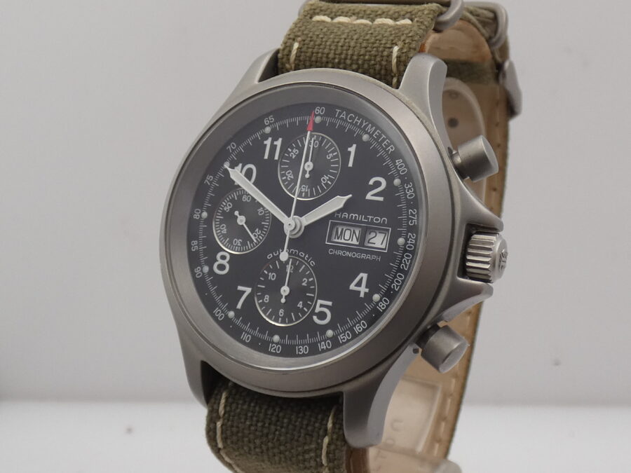 Hamilton Raro Khaki Field Cronografo Day Date Military 3826 Anni 2000's Automatico Acciaio - immagine 9