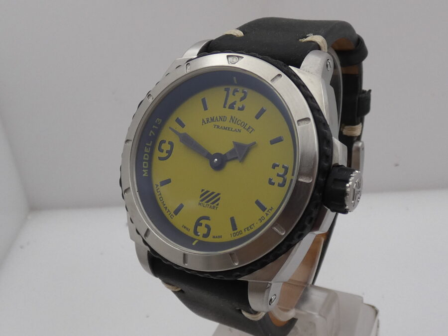 Armand Nicolet Tramelan Military A713 46mm BOX&PAPERS Automatico Acciaio - immagine 9