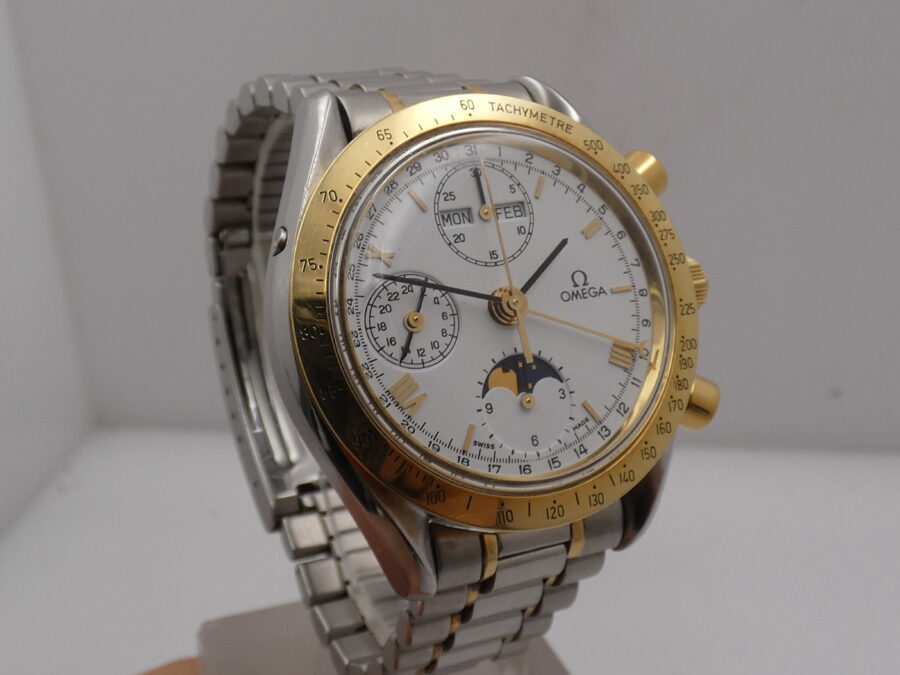 Omega Speedmaster Triple Date Moonphases BOX&PAPERS Italia Acciaio & Oro 18Kt 175.0034 Automatico Anno 1992 - immagine 9