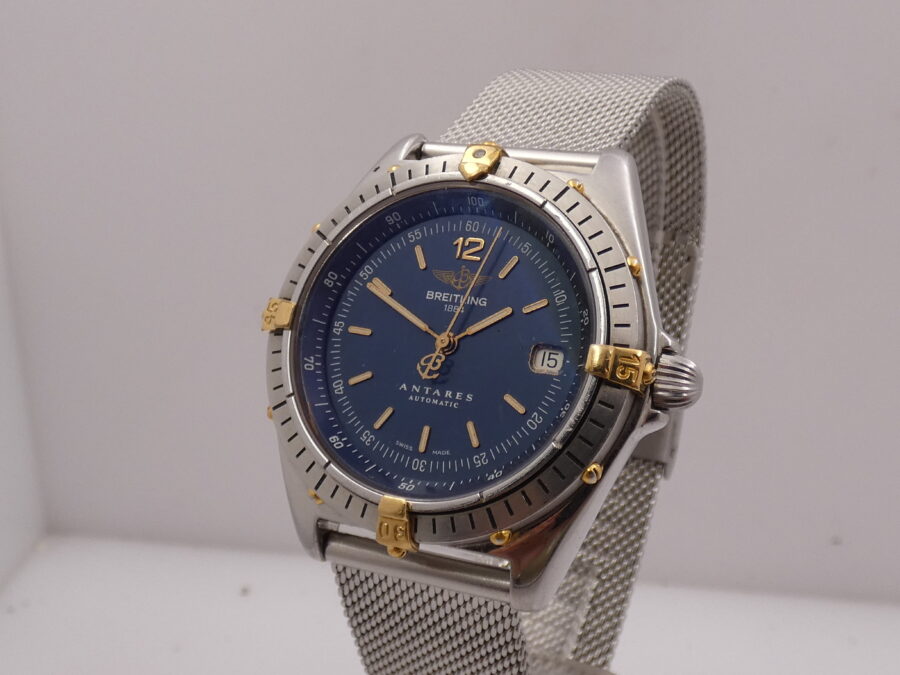 Breitling Antares B10048 Automatico Acciaio & Oro 18 Kt Blue Dial ANNI '90 - immagine 10