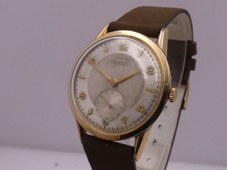 Zenith Vintage Oversize Big Second 36mm ANNO 1953 Laminato Oro 18Kt Carica Manuale - immagine 10