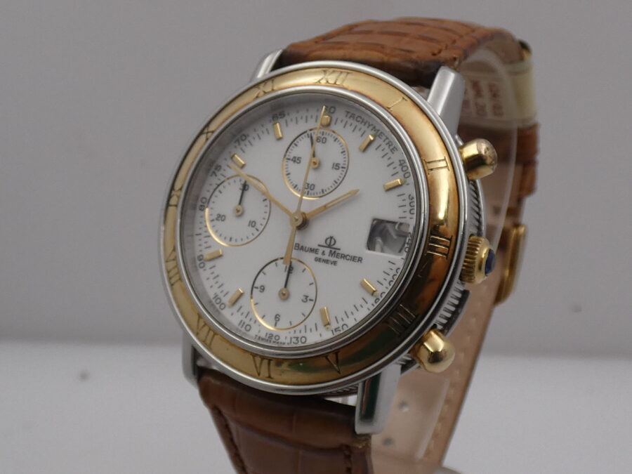 Baume & Mercier Cronografo Baumatic Transpacific  18kt Oro & Acciaio 6104.018 Automatico ANNI 90's With Box - immagine 9