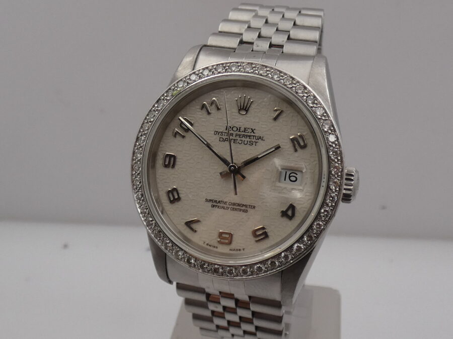 Rolex Datejust 36 16200 Jubilee Century Dial 1ct Diamonds Bezel YEAR 1994 Automatic Steel - immagine 9