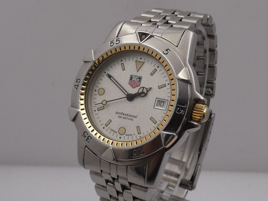 TAG Heuer 2000 Professional 200m 974.013F Laminato Oro 18Kt & Acciaio Glitter Dial Anni 90's Braccialato - immagine 9