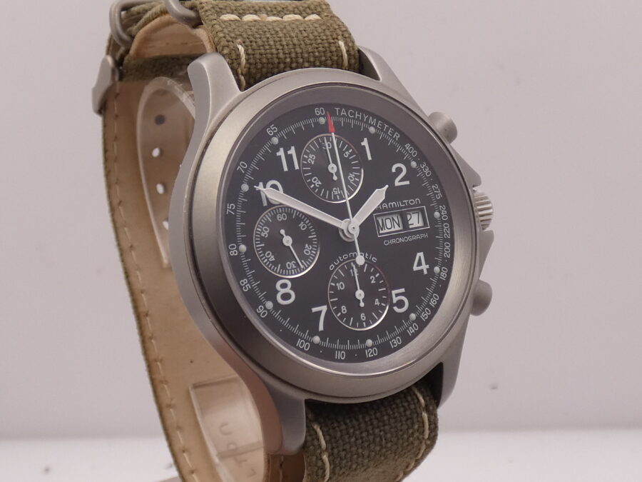 Hamilton Raro Khaki Field Cronografo Day Date Military 3826 Anni 2000's Automatico Acciaio - immagine 10