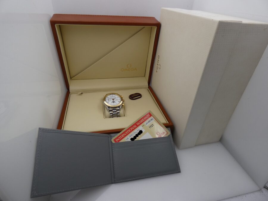 Omega Speedmaster Triple Date Moonphases BOX&PAPERS Italia Acciaio & Oro 18Kt 175.0034 Automatico Anno 1992 - immagine 10