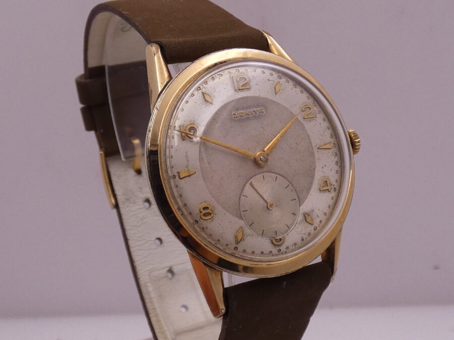 Zenith Vintage Oversize Big Second 36mm ANNO 1953 Laminato Oro 18Kt Carica Manuale - immagine 11