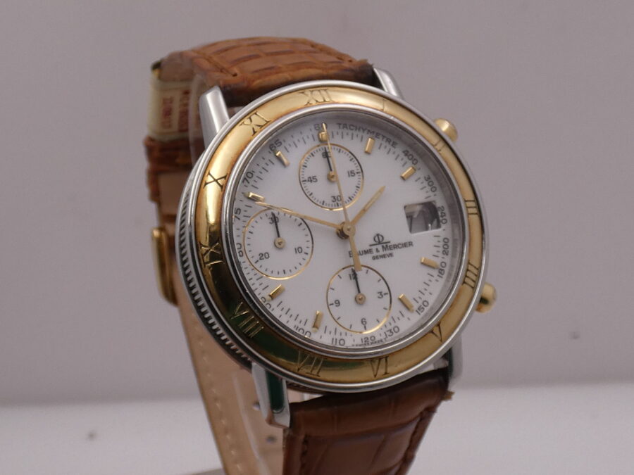 Baume & Mercier Cronografo Baumatic Transpacific  18kt Oro & Acciaio 6104.018 Automatico ANNI 90's With Box - immagine 10